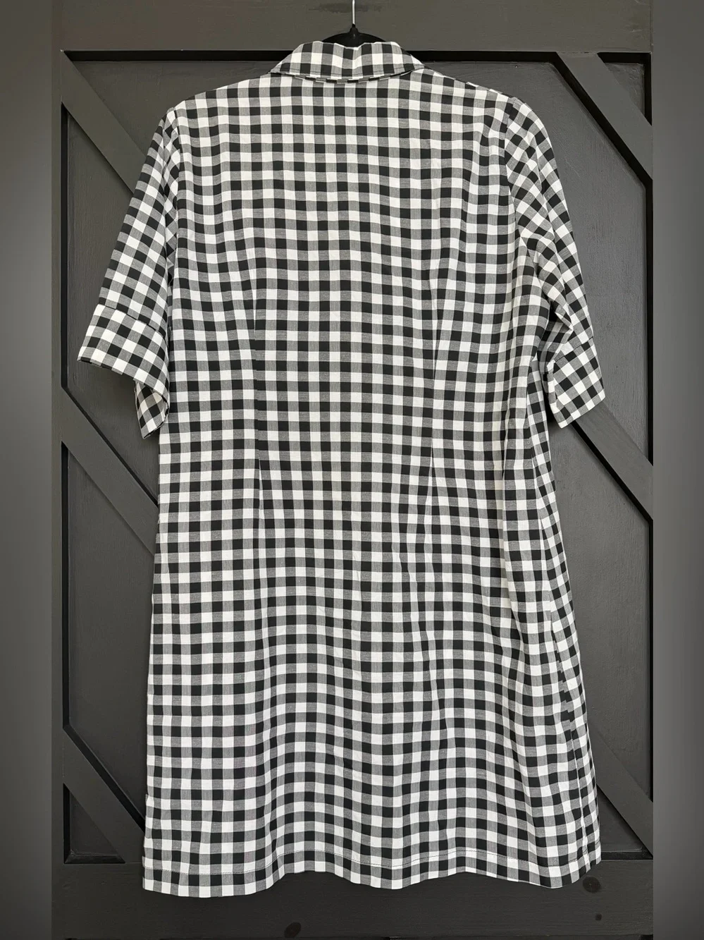 Pomander Place Black & White Gingham Button Front Shirt Dress, Size Medium